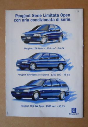 Depliant Pubblicitario concorso Auto PEUGEOT 106 306 405 SW anno 1995  [C88]